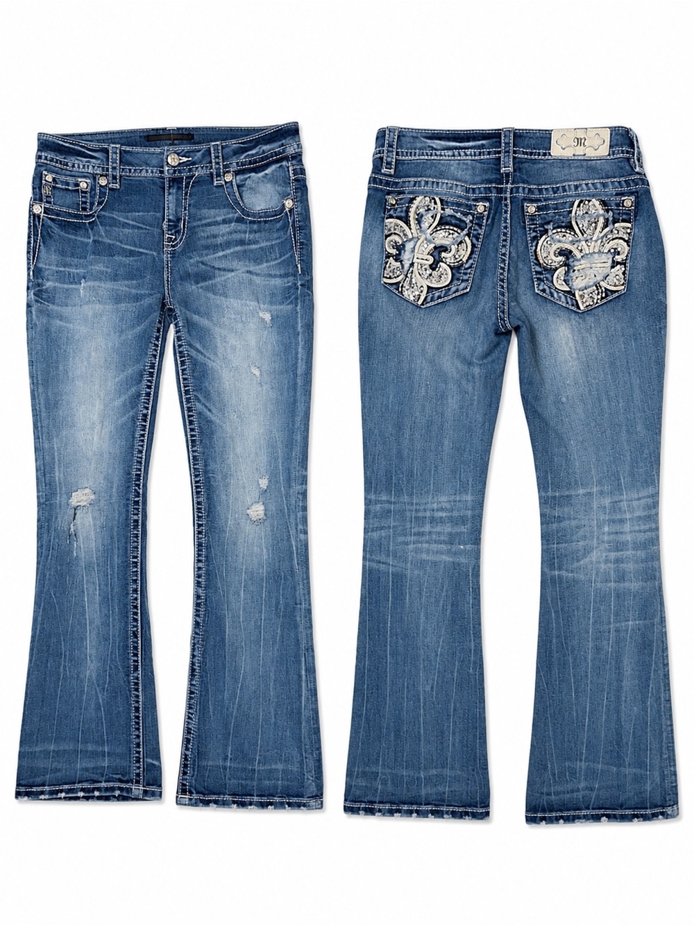 Miss Me Light Blue Distressed Bootcut Jeans